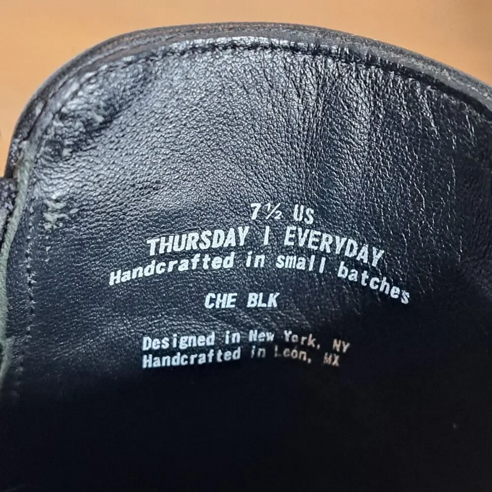 Thursday Everyday Women Black Leather Platform Chelsea Boots Size 7.5 Euro 38